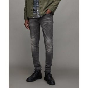 Allsaints Cigarette "Damaged" Skinny Jeans Washed Black W30/30L